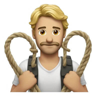 Man holds two rope sticker