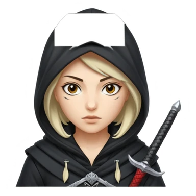 asasin woman with hood and sword sticker