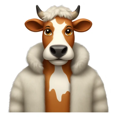 cow in a fox fur coat sticker