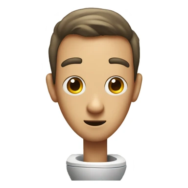 Man inside toilet with big eyes sticker