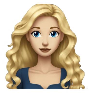 Beautiful skinny woman long blonde hair in dark dress with blue eyes gold earrings with book  sticker