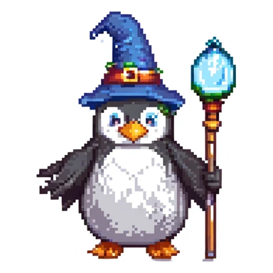 A penguin wizard sticker