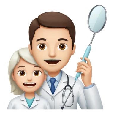 Dentist with patient teeth checkup  sticker