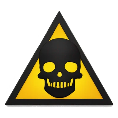 Black skull sign in the middle of a yellow triangle sticker