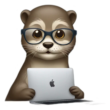 female vet otter with glasses use a macbook sticker