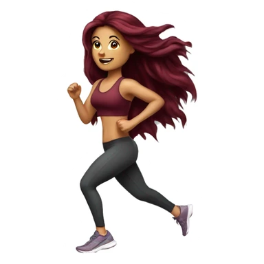 Beautiful tattooed  burgundy long haired woman jogging sticker