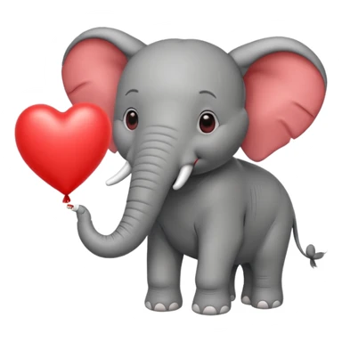 Elephant with a heart balloon  sticker