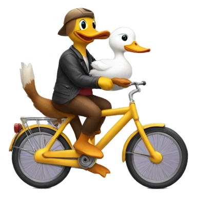 duck and cat riding on a bike sticker