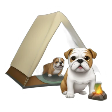 Bulldog y shi tzu en camping sticker