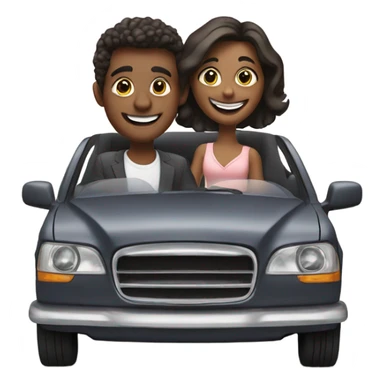 happy couple in car selfie sticker
