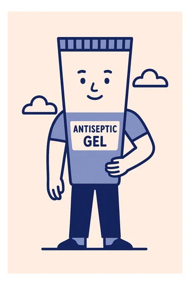 antiseptic gel tube, minimalistic look sticker