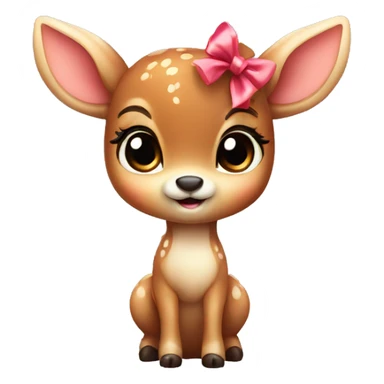Cute baby deer with bow sticker
