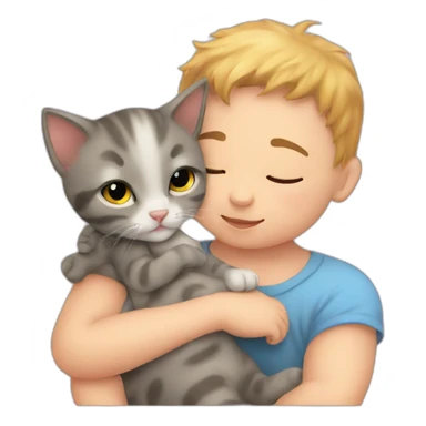 kitten cuddling baby human sticker
