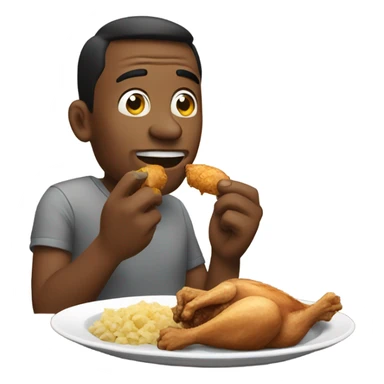 man eating chicken sticker