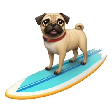 pug riding a surfboard sticker