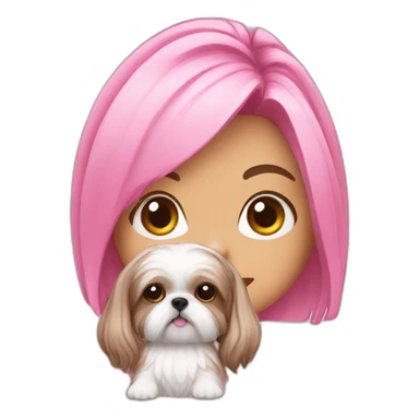 pink girly with shihtzu  sticker