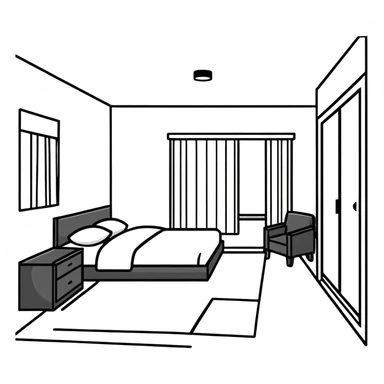 large bedroom with beautiful decorations, string lights, canopy bed, decorative elements sticker