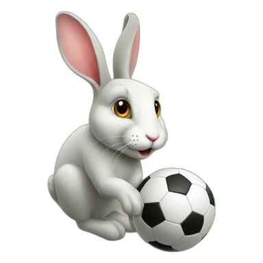 Realistic rabbit plating soccer sticker