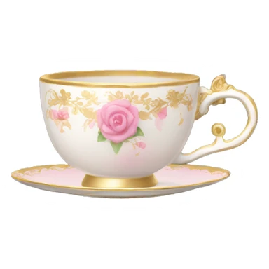 princess tea cup with pink flowers and gold details  sticker