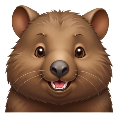 Cinematic Comical Wombat Portrait Emoji, Head tilted dramatically with an exaggeratedly amused expression, featuring a striking, glossy shaggy brown fur with bold textures and wide, expressive eyes filled with playful disbelief, Simplified yet hilariously expressive features, highly detailed, glowing with a slightly sassy glow, high shine, dramatic yet playful, stylized with an air of cheeky bush mischief, bright and endearing, soft glowing outline, capturing the essence of a spirited and over‐the‐top wombat, so meme‐worthy it feels like it could snort its way into internet fame instantly! sticker