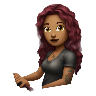 Beautiful tattooed burgundy long haired woman driving a car sticker