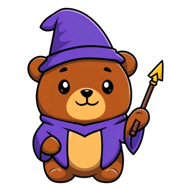 bear wizard cartoon sticker sticker
