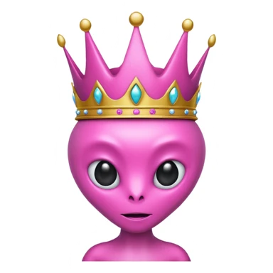 pink alien with crown sticker