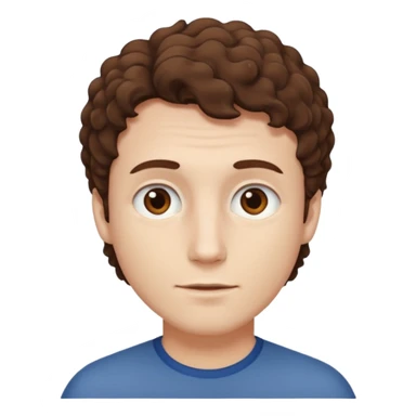 Create an emoji of a man with white skin and short brown but slightly curly hair sticker