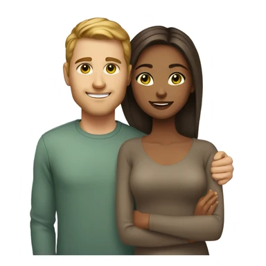 Couple, mixed race girl with brown eyes and white man with light brown hair and green eyes  sticker