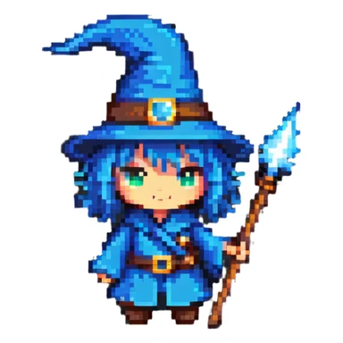 chibi mage character with staff and hat sticker