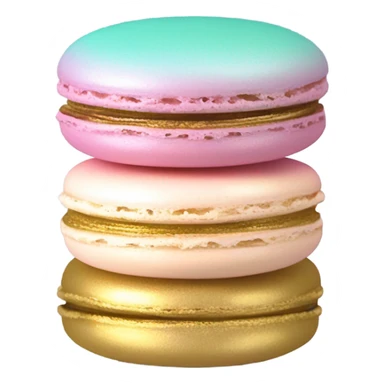 Realistic pastel ombre macaron with shiny metallic gold filling in the center. sticker