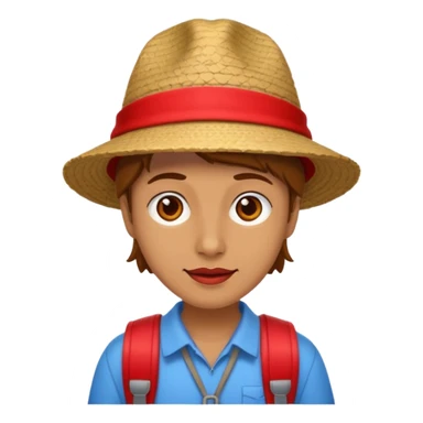 unique looking tourist with big unique red tourist hat sticker