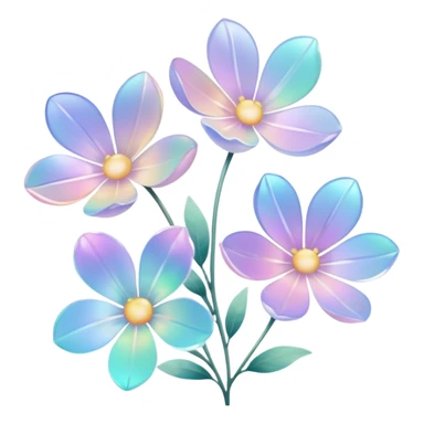 Pastel iridescent transparent luminescent aesthetic flowers sticker