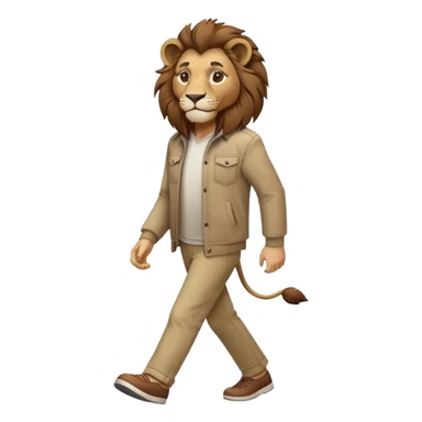 anthropomorphised lion in casual clothes walking upright, relaxed pose sticker