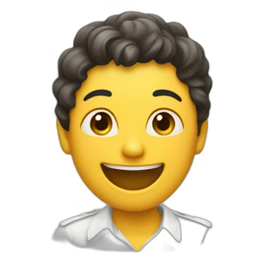 A person laughing and wearing a blouse with the letter J on it sticker