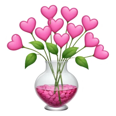 10000000 huge pink hearts on stems in a clear glass vase emoji sticker