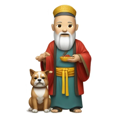traditional chinese wise man holding dog sticker
