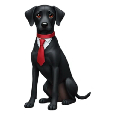 black dog with red tie sticker