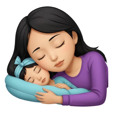 Black haired, tan-skinned Asian girl sleeping alone  sticker