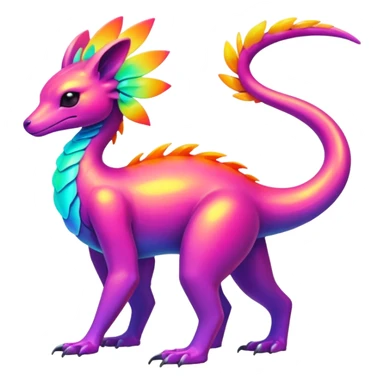 Exotic futuristic lush warm-colored neon Fakémon-Fionbri-creature (full body) sticker