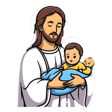 Jesus holding baby boy sticker