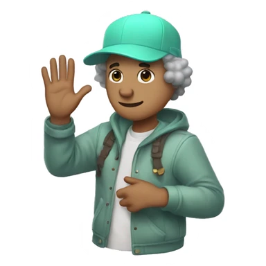 Bob from the Fall Guys, mint-colored, with a koala cap on his head, bougie-colored, waves his hand. sticker