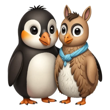 Penguin hugging llama sticker