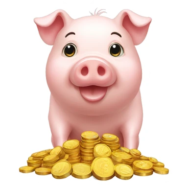 Pig with gol coins sticker