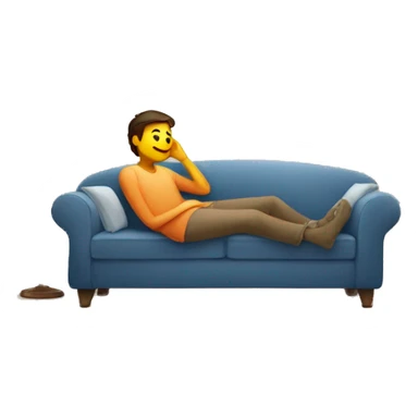 A person lying on a sofa, one leg crossed over the other, with hands behind the head, relaxing in a cozy setting sticker