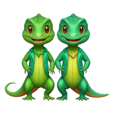 Lizard couple wear cute clothes  sticker