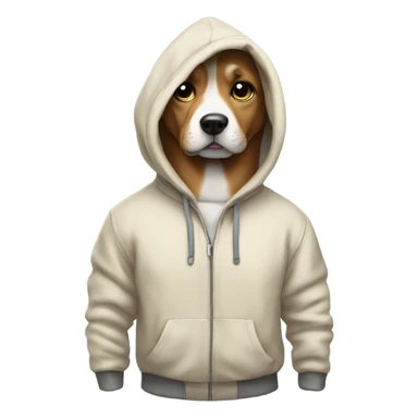 Dog wears a hoodie sticker