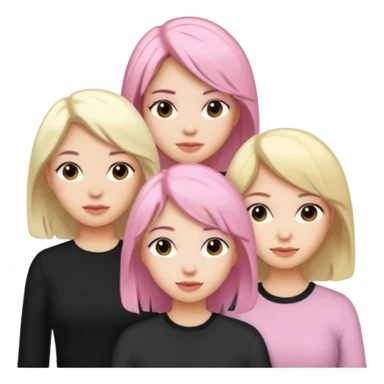 Girlfriend emoji - 5 white girlfriends, 1 with pale pink hair, 2 with black hair, 1 with medium blonde hair  sticker