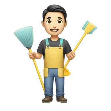 asian man who loves housework sticker