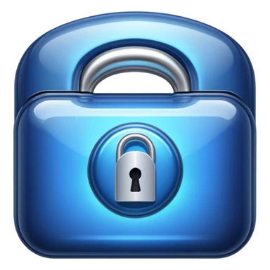 Holographic and glassmorphic dark blue lock sticker